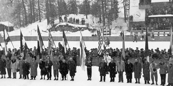 Photo: 1948 St Moritz Olympics Opening Ceremony Flag Carriers